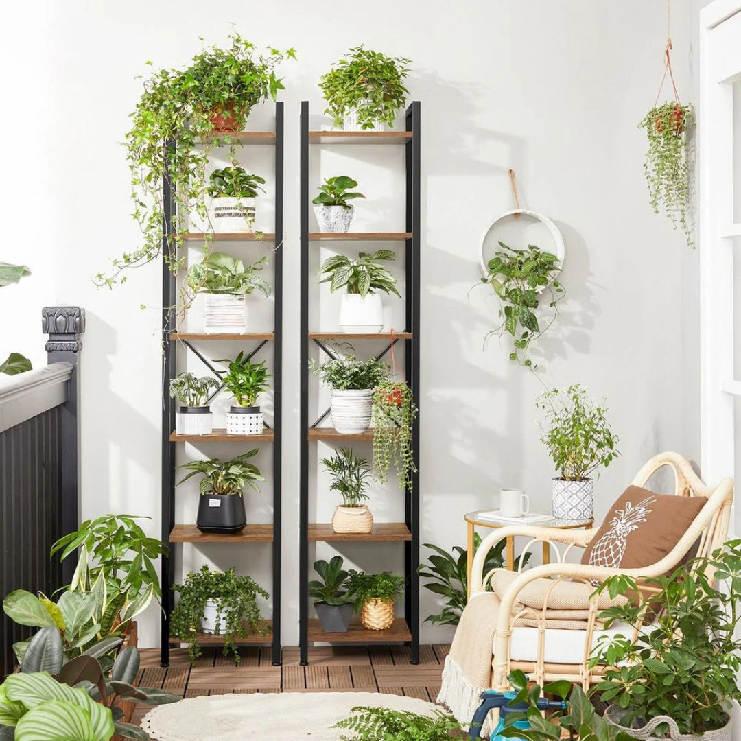 6 Tier Narrow Bookcase With Steel Frame – product view 7 | Amaraloft