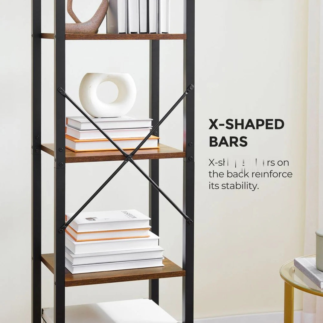 6 Tier Narrow Bookcase With Steel Frame – product view 9 | Amaraloft