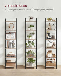 6 Tier Narrow Bookcase With Steel Frame – product view 13 | Amaraloft