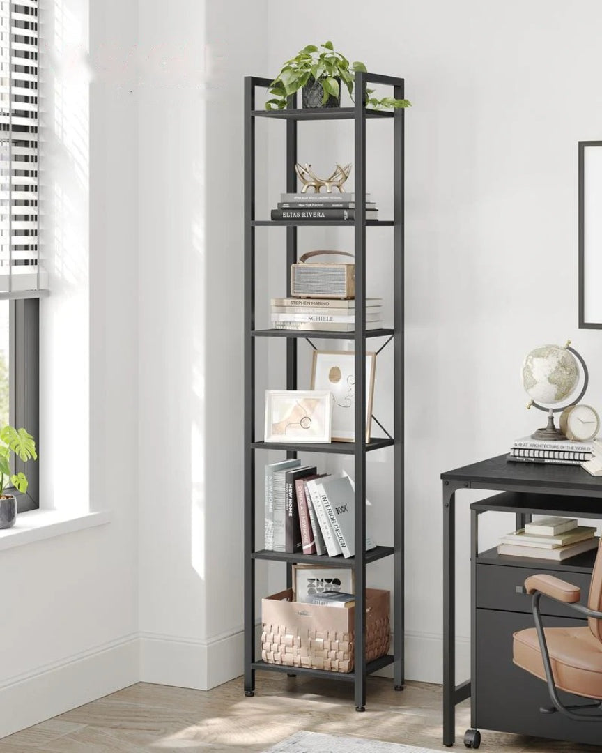 6 Tier Narrow Bookcase With Steel Frame – product view 15 | Amaraloft
