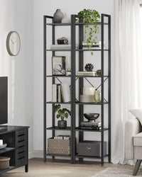 6 Tier Narrow Bookcase With Steel Frame – product view 16 | Amaraloft