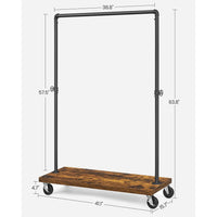 Industrial Pipe Garment Rack With Lockable Wheels And Shelf - product photo 17