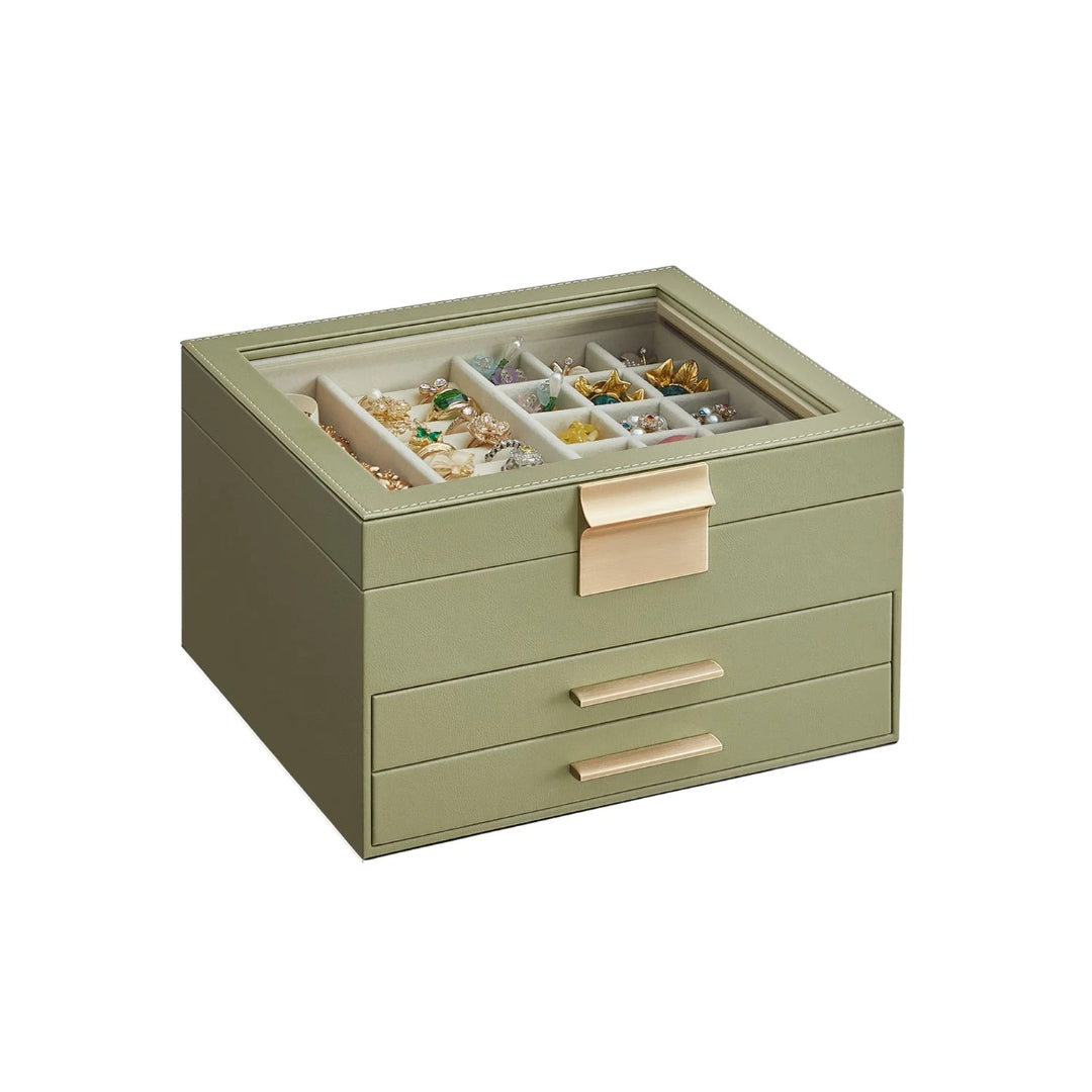 Jewelry Box Organizer With Glass Lid 2 To 6 Layer Storage – product view 6 | Amaraloft