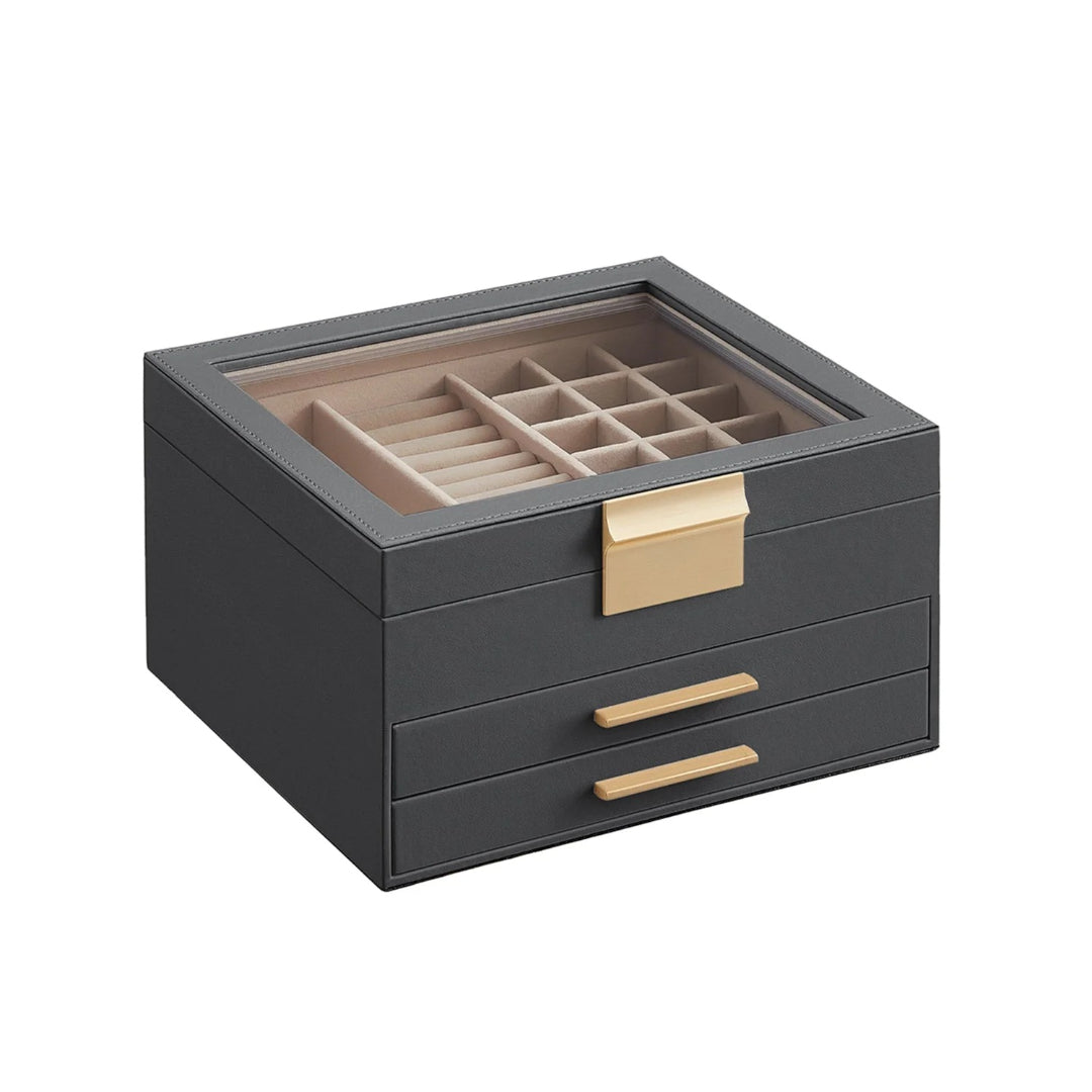 Jewelry Box Organizer With Glass Lid 2 To 6 Layer Storage – product view 8 | Amaraloft