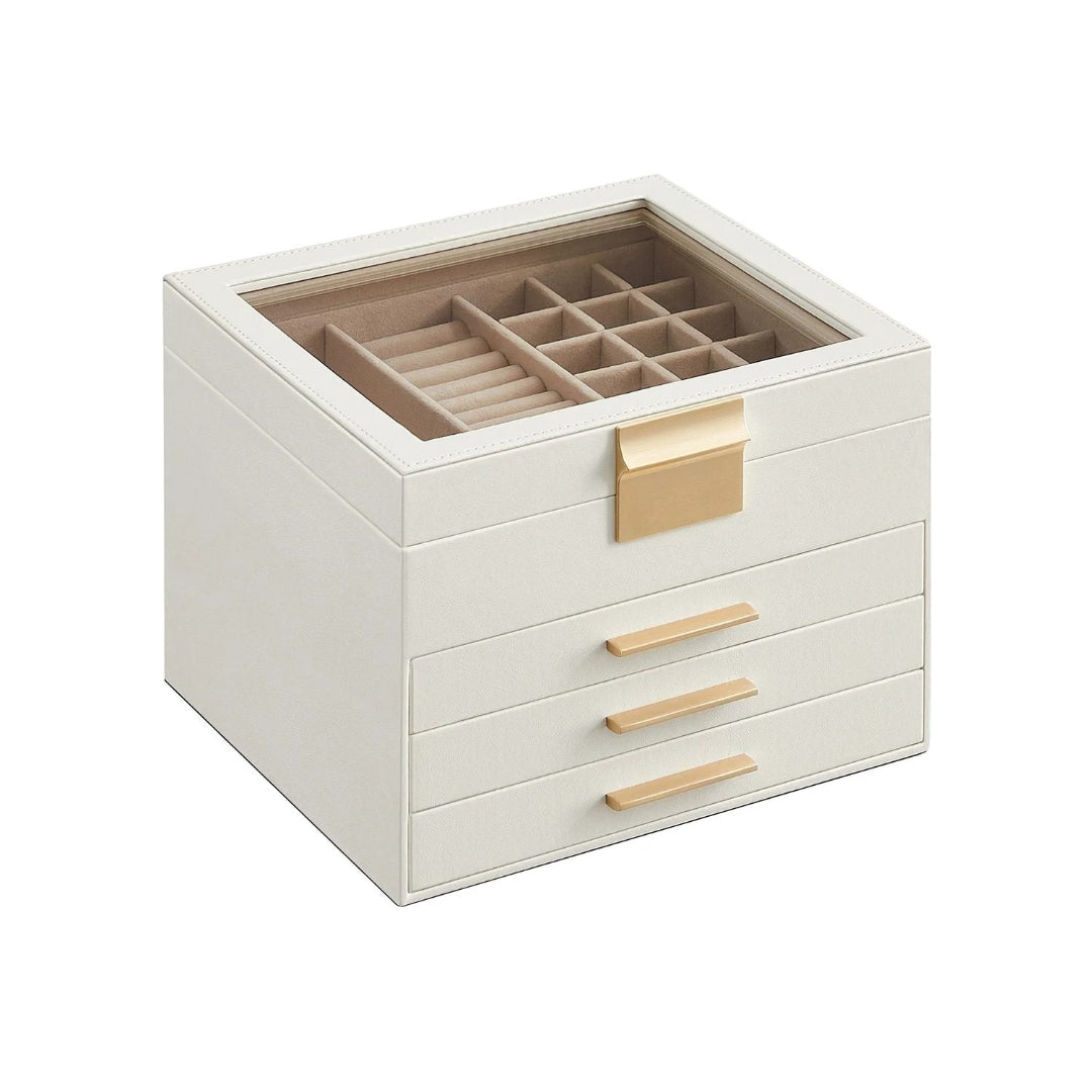 Jewelry Box Organizer With Glass Lid 2 To 6 Layer Storage – product view 13 | Amaraloft