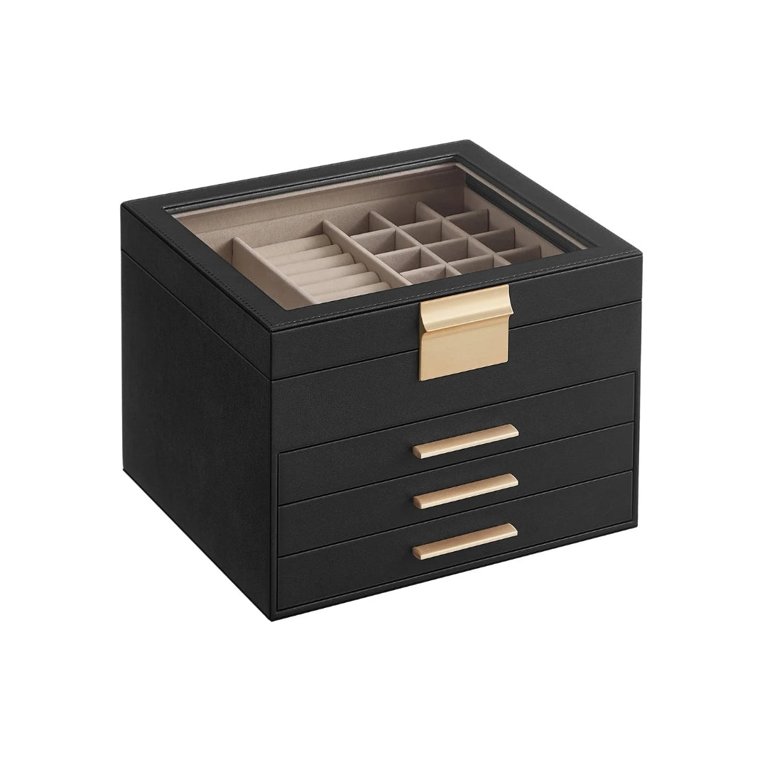 Jewelry Box Organizer With Glass Lid 2 To 6 Layer Storage – product view 14 | Amaraloft