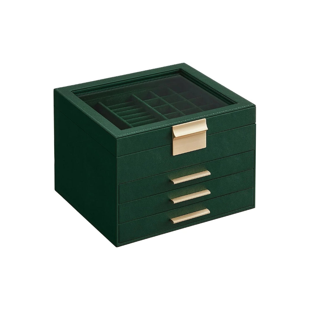 Jewelry Box Organizer With Glass Lid 2 To 6 Layer Storage – product view 16 | Amaraloft