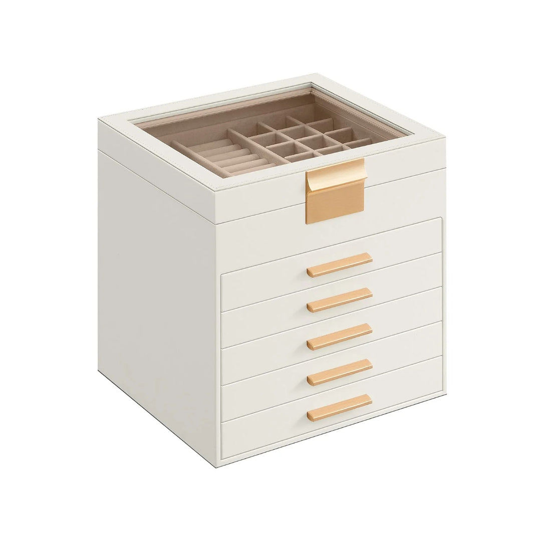 Jewelry Box Organizer With Glass Lid 2 To 6 Layer Storage – product view 18 | Amaraloft