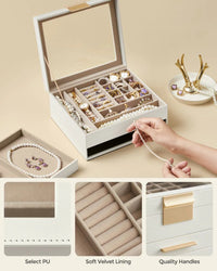 Jewelry Box Organizer With Glass Lid 2 To 6 Layer Storage – product view 23 | Amaraloft