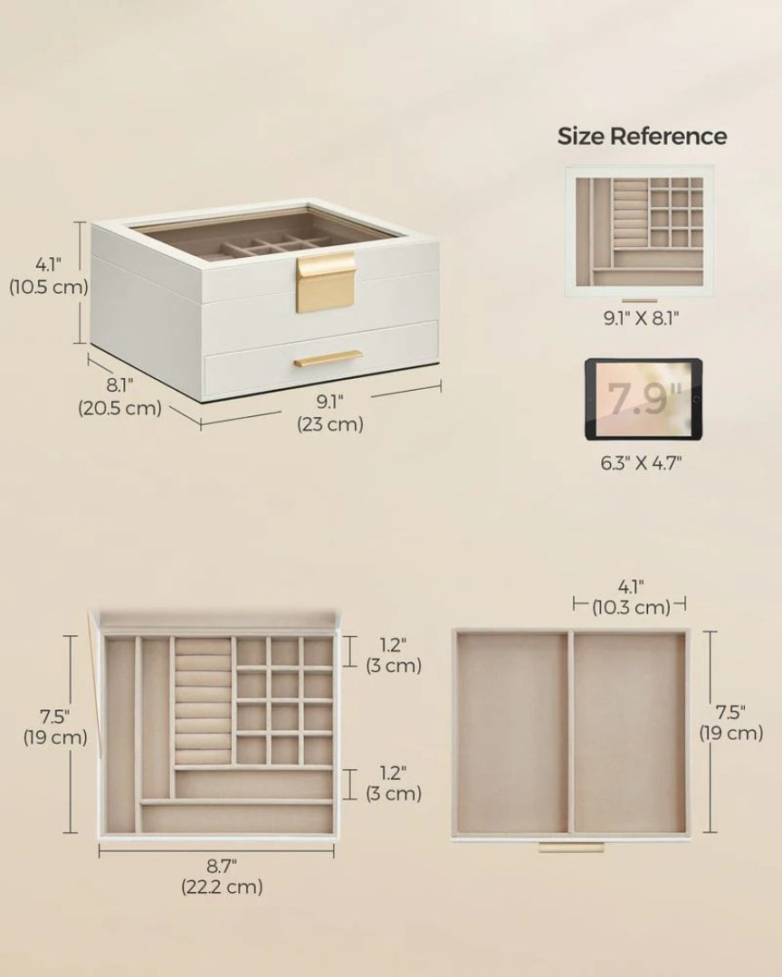 Jewelry Box Organizer With Glass Lid 2 To 6 Layer Storage – product view 24 | Amaraloft