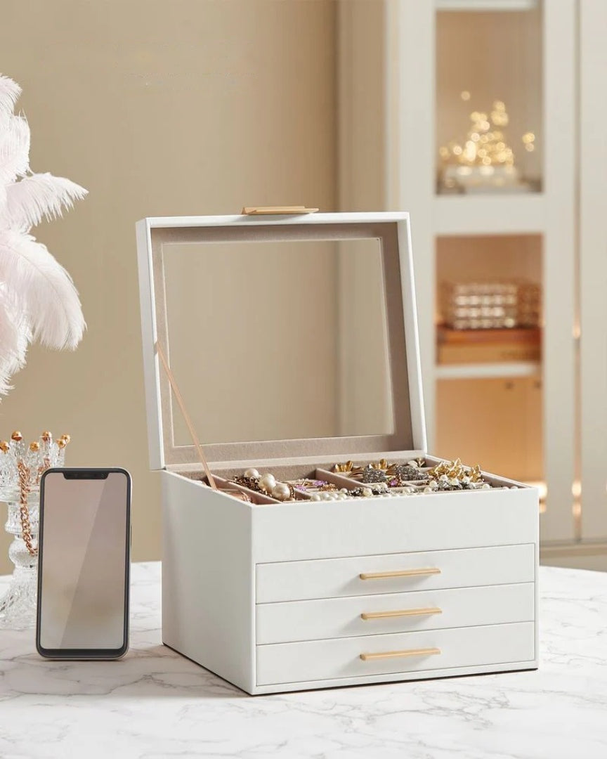 Jewelry Box Organizer With Glass Lid 2 To 6 Layer Storage – product view 29 | Amaraloft