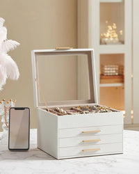 Jewelry Box Organizer With Glass Lid 2 To 6 Layer Storage – product view 29 | Amaraloft