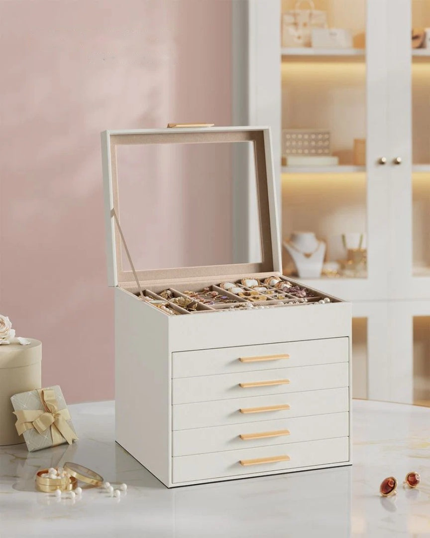 Jewelry Box Organizer With Glass Lid 2 To 6 Layer Storage – product view 32 | Amaraloft