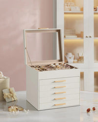Jewelry Box Organizer With Glass Lid 2 To 6 Layer Storage – product view 32 | Amaraloft