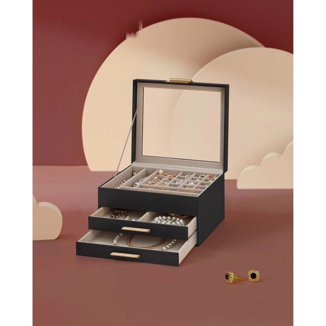 Jewelry Box Organizer With Glass Lid 2 To 6 Layer Storage – product view 36 | Amaraloft