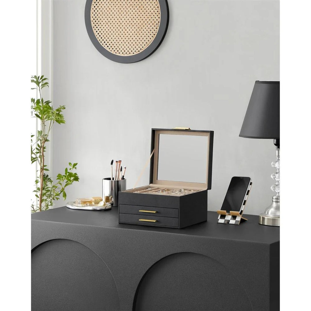 Jewelry Box Organizer With Glass Lid 2 To 6 Layer Storage – product view 37 | Amaraloft