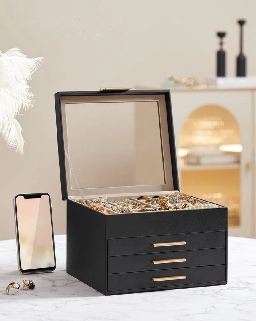 Jewelry Box Organizer With Glass Lid 2 To 6 Layer Storage – product view 38 | Amaraloft