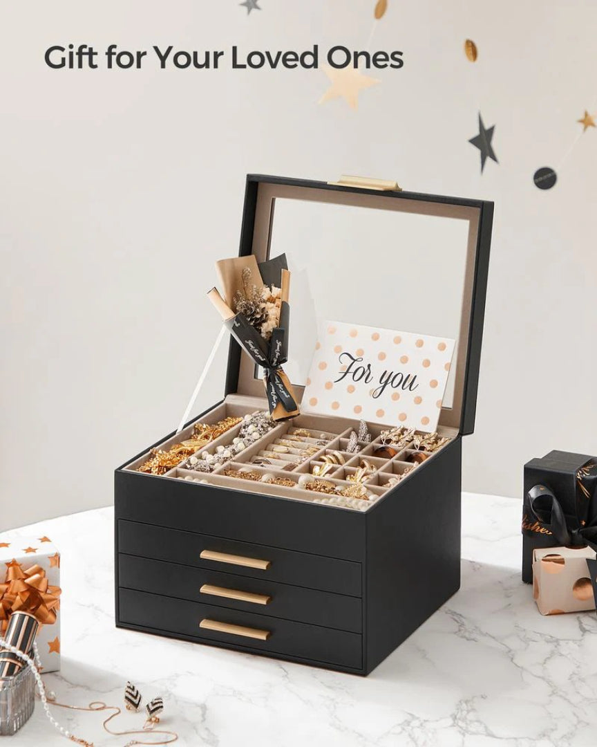 Jewelry Box Organizer With Glass Lid 2 To 6 Layer Storage – product view 39 | Amaraloft