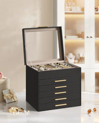 Jewelry Box Organizer With Glass Lid 2 To 6 Layer Storage – product view 40 | Amaraloft