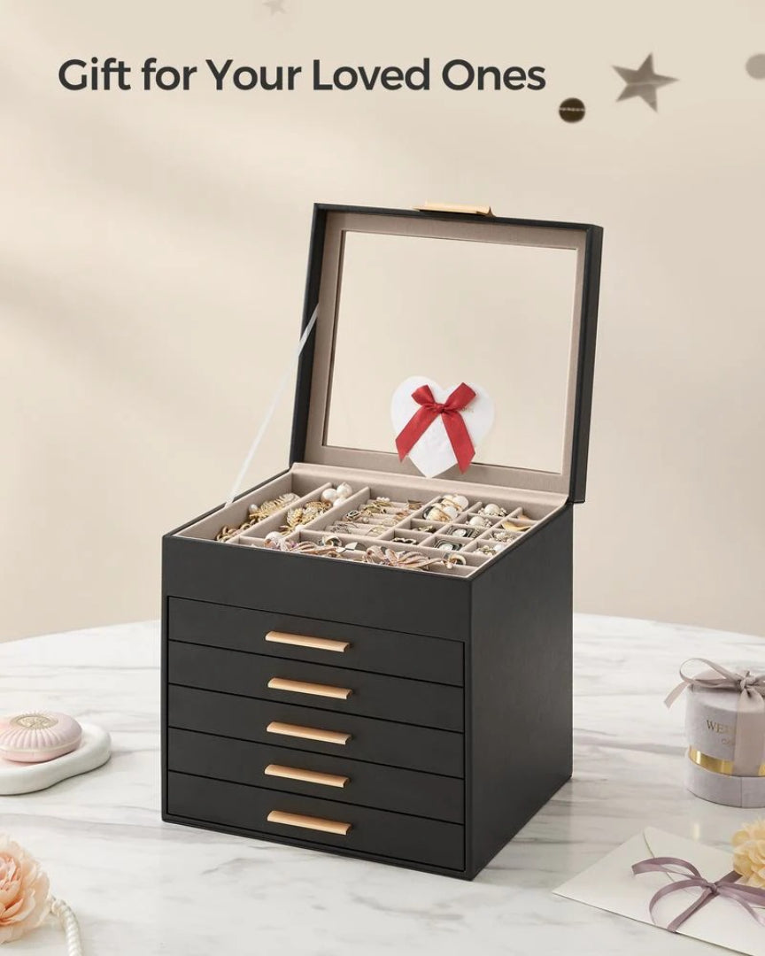 Jewelry Box Organizer With Glass Lid 2 To 6 Layer Storage – product view 41 | Amaraloft