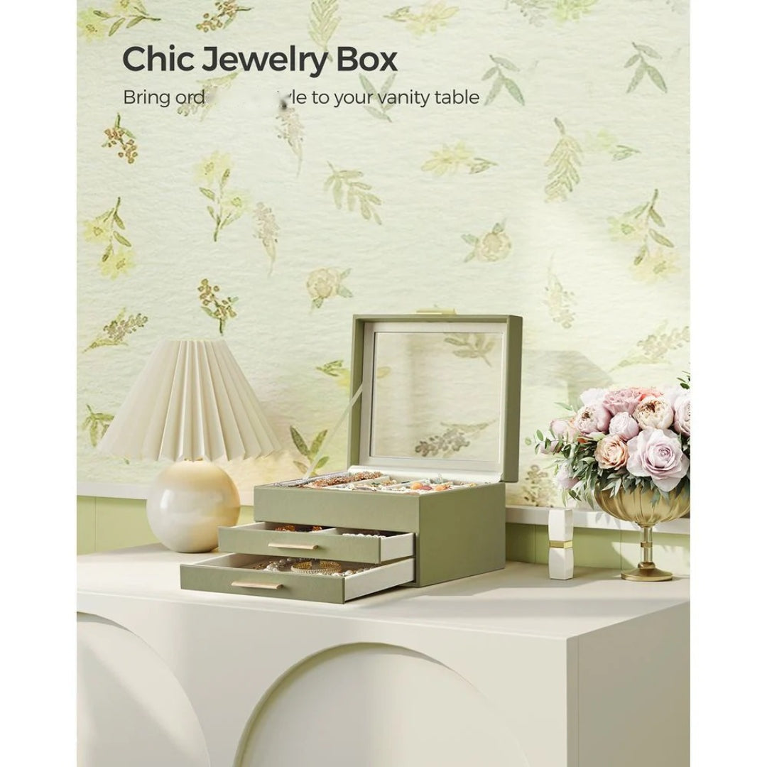 Jewelry Box Organizer With Glass Lid 2 To 6 Layer Storage – product view 46 | Amaraloft