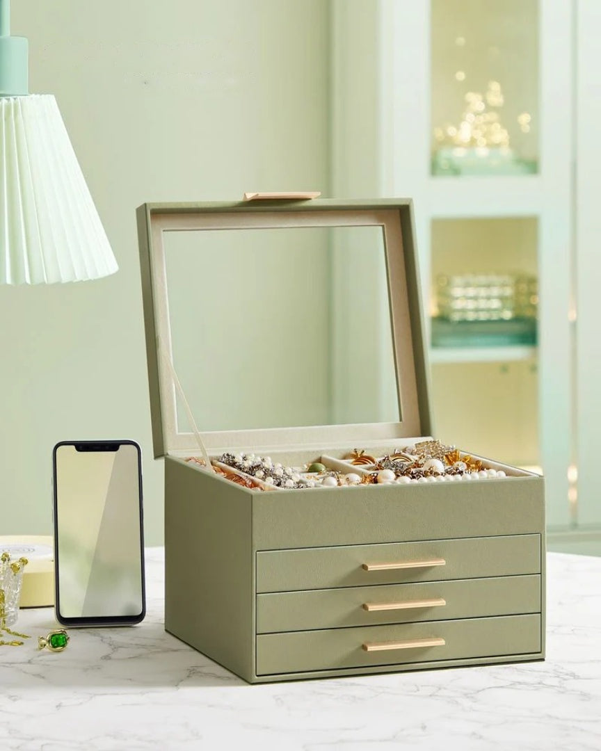 Jewelry Box Organizer With Glass Lid 2 To 6 Layer Storage – product view 49 | Amaraloft