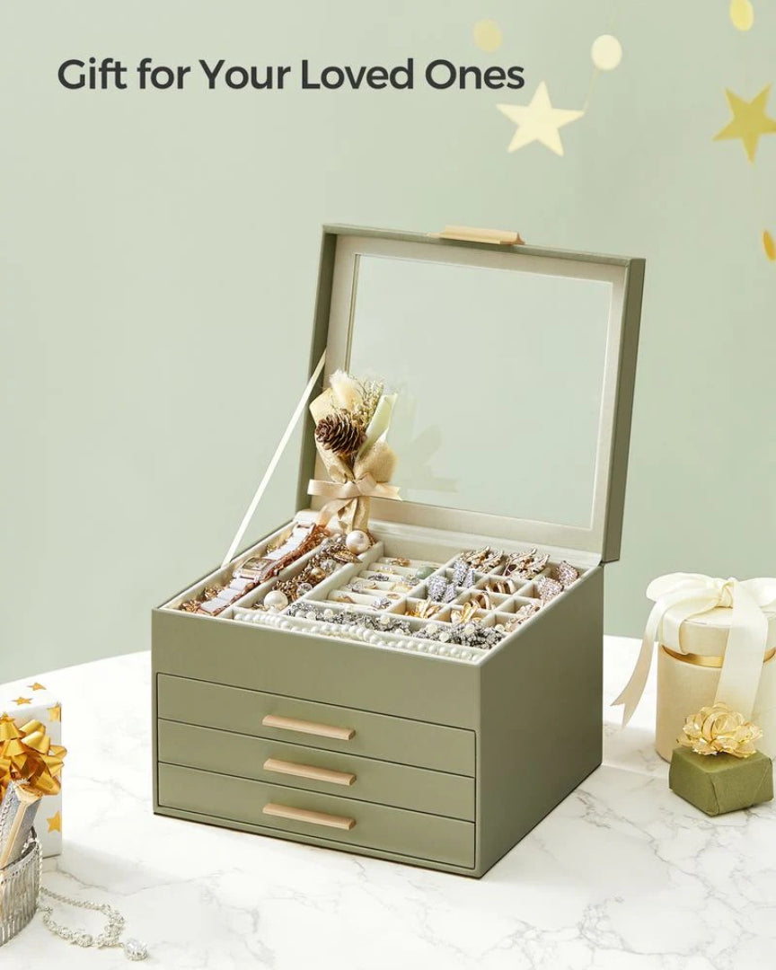 Jewelry Box Organizer With Glass Lid 2 To 6 Layer Storage – product view 50 | Amaraloft
