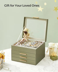 Jewelry Box Organizer With Glass Lid 2 To 6 Layer Storage – product view 50 | Amaraloft