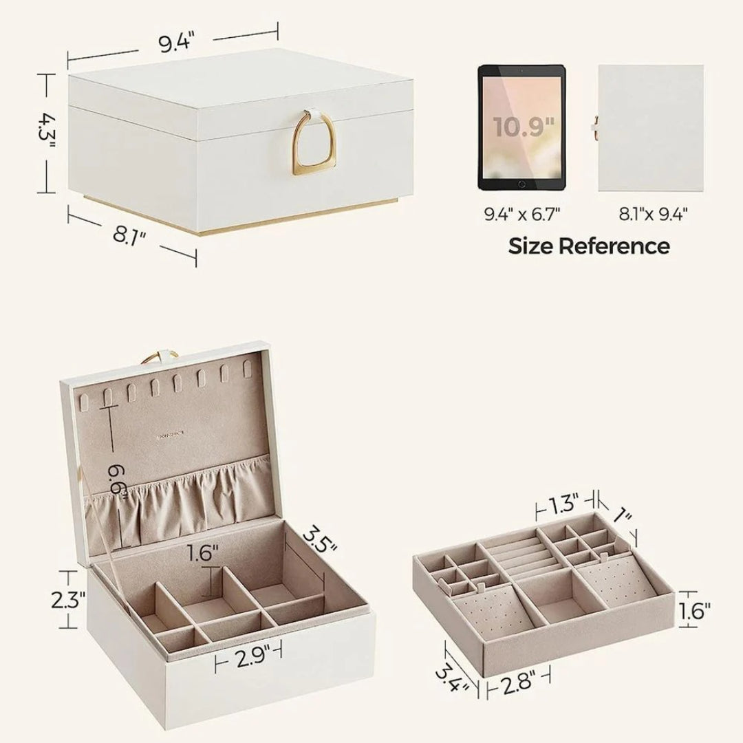 Jewelry Box Organizer With Handle 2 Layer Storage – product view 12 | Amaraloft