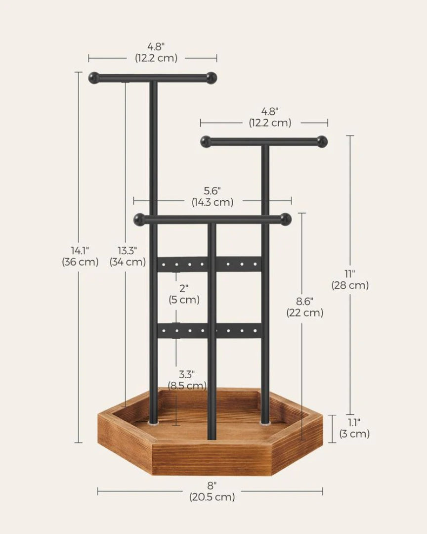 Jewelry Holder Stand With Metal Frame And Tray – product view 11 | Amaraloft