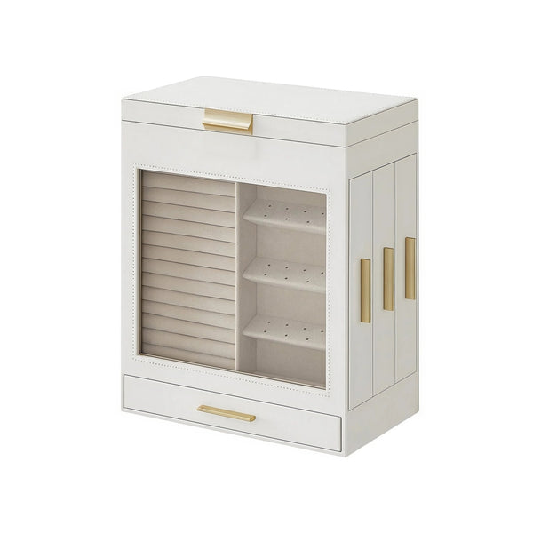 Jewelry Organizer Box With Mirror 5 Layer And Side Drawers – product view 1 | Amaraloft