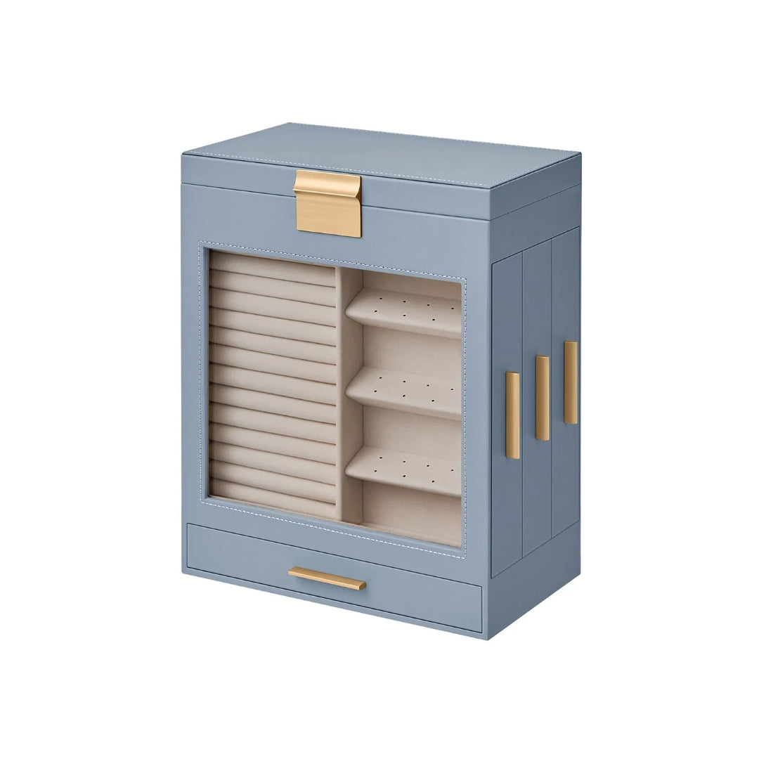 Jewelry Organizer Box With Mirror 5 Layer And Side Drawers – product view 3 | Amaraloft