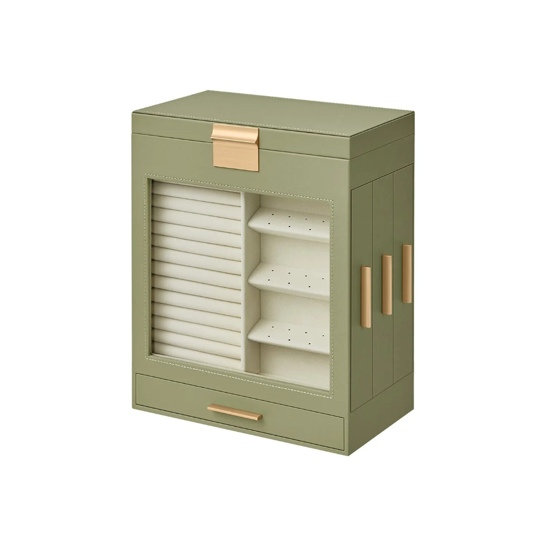 Jewelry Organizer Box With Mirror 5 Layer And Side Drawers – product view 4 | Amaraloft