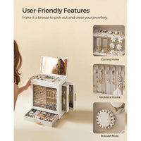 Jewelry Organizer Box With Mirror 5 Layer And Side Drawers – product view 10 | Amaraloft