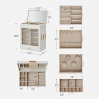 Jewelry Organizer Box With Mirror 5 Layer And Side Drawers – product view 12 | Amaraloft