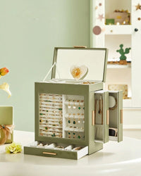 Jewelry Organizer Box With Mirror 5 Layer And Side Drawers – product view 19 | Amaraloft