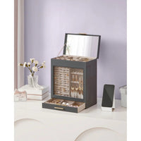 Jewelry Organizer Box With Mirror 5 Layer And Side Drawers – product view 20 | Amaraloft