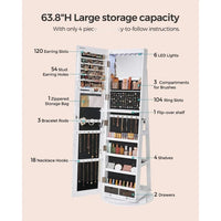 Jewelry Organizer Cabinet With Mirror LED Lights And Storage – product view 8 | Amaraloft