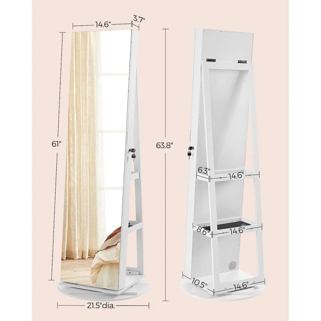Jewelry Organizer Cabinet With Mirror LED Lights And Storage – product view 10 | Amaraloft