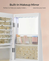 Jewelry Organizer Cabinet With Mirror LED Lights And Storage – product view 14 | Amaraloft