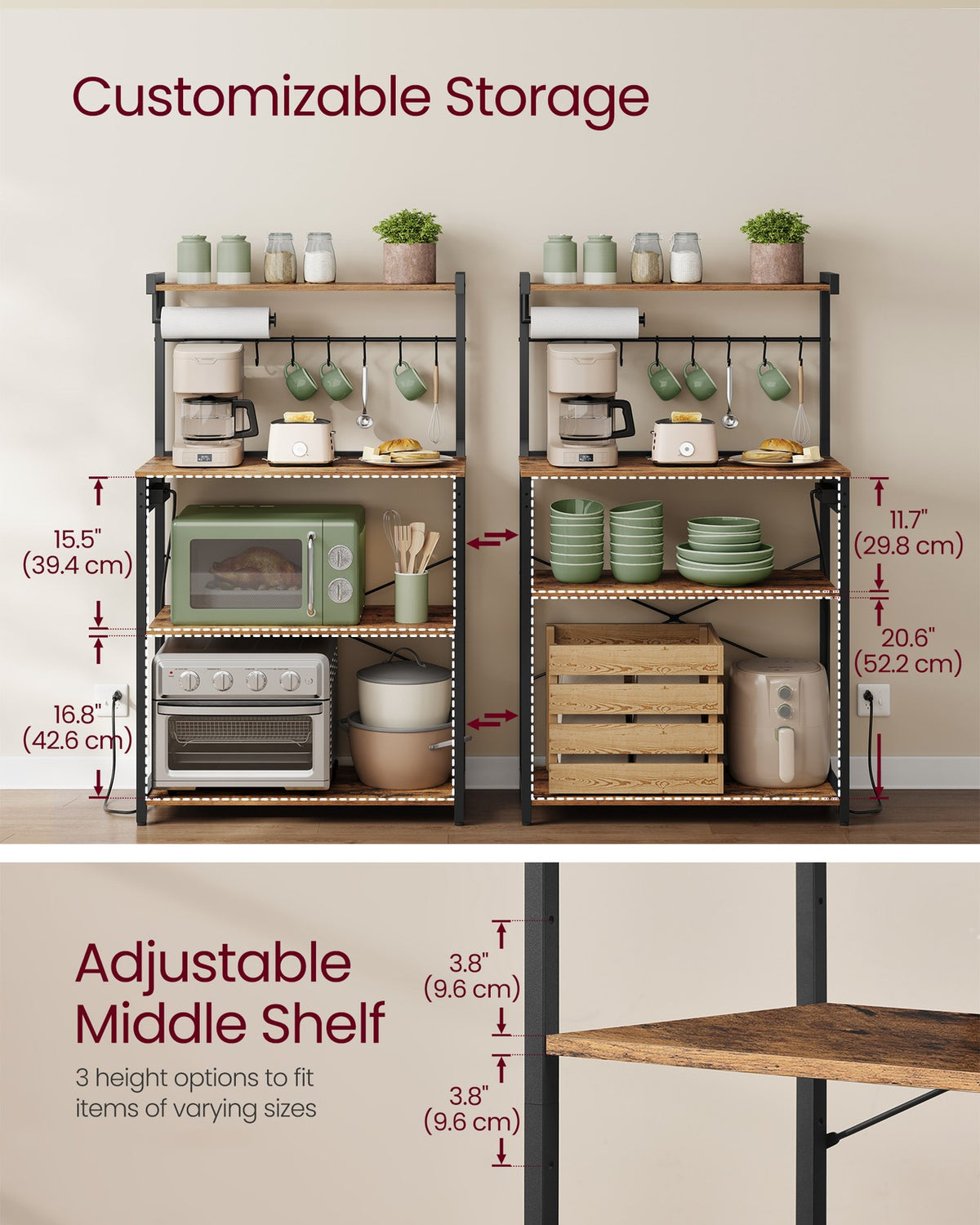 Kitchen Bakers Rack With Power Outlet - product photo 10