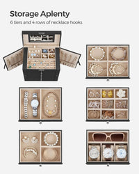 Large Jewelry Box Organizer 6 Tier With Drawers Mirror And Lock – product view 5 | Amaraloft