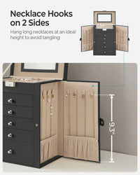 Large Jewelry Box Organizer 6 Tier With Drawers Mirror And Lock – product view 6 | Amaraloft