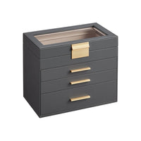 Large Jewelry Box With Glass Lid 4 Or 6 Layer Organizer – product view 4 | Amaraloft