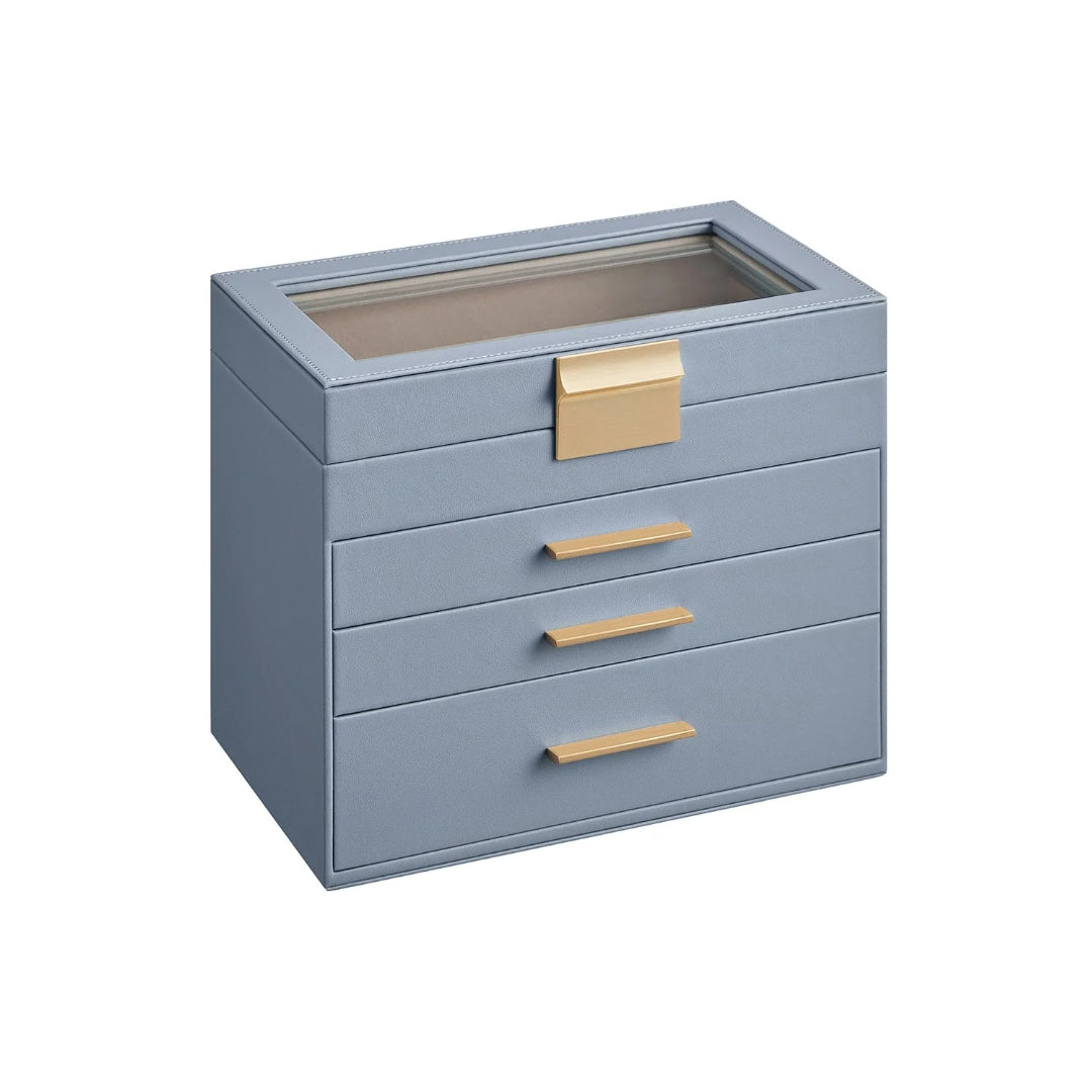Large Jewelry Box With Glass Lid 4 Or 6 Layer Organizer – product view 6 | Amaraloft
