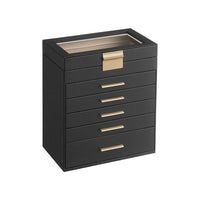 Large Jewelry Box With Glass Lid 4 Or 6 Layer Organizer – product view 8 | Amaraloft