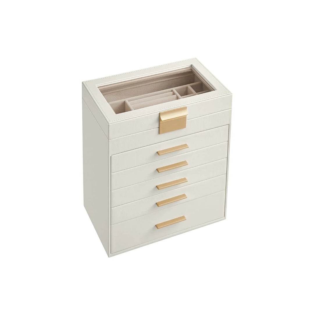 Large Jewelry Box With Glass Lid 4 Or 6 Layer Organizer – product view 10 | Amaraloft