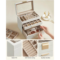 Large Jewelry Box With Glass Lid 4 Or 6 Layer Organizer – product view 16 | Amaraloft