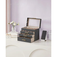 Large Jewelry Box With Glass Lid 4 Or 6 Layer Organizer – product view 30 | Amaraloft