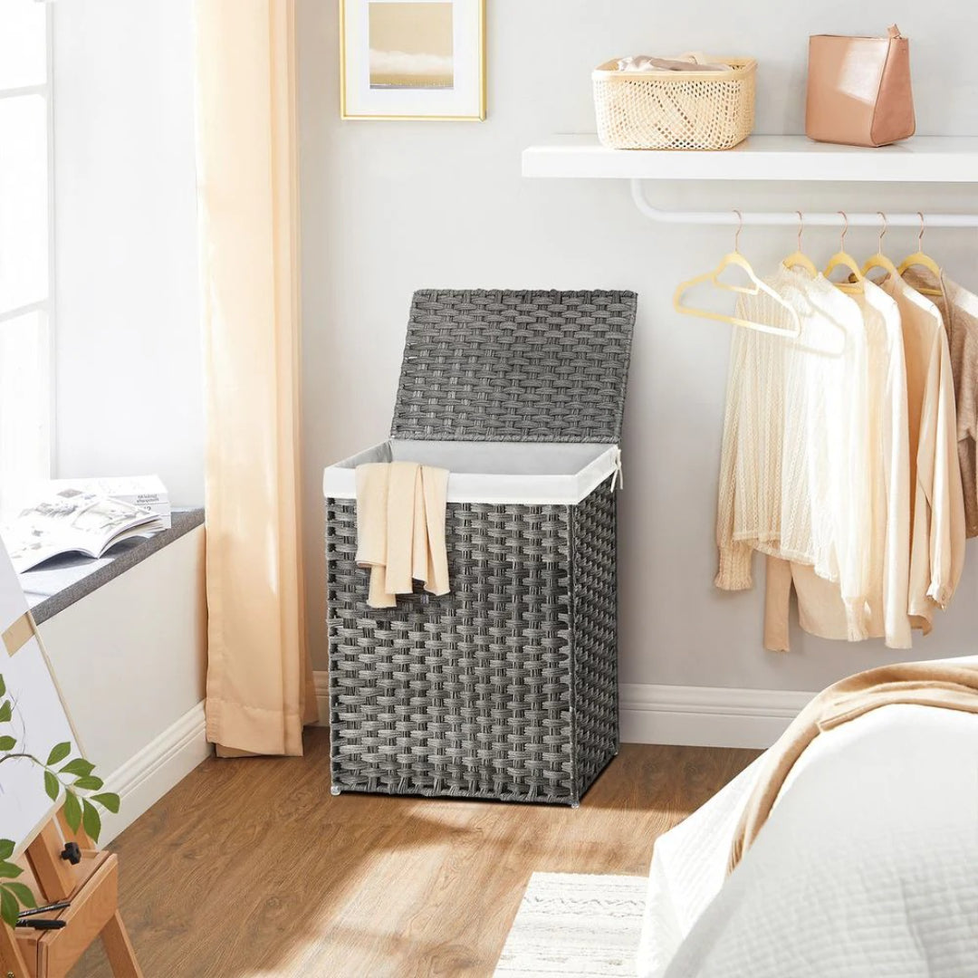 Laundry Basket With Lid 23.8 Gallon Rattan Hamper 23.6in High – product view 5 | Amaraloft